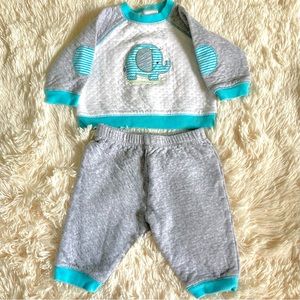Little Me Blue Elephant Quilted Jogger Set 9 months